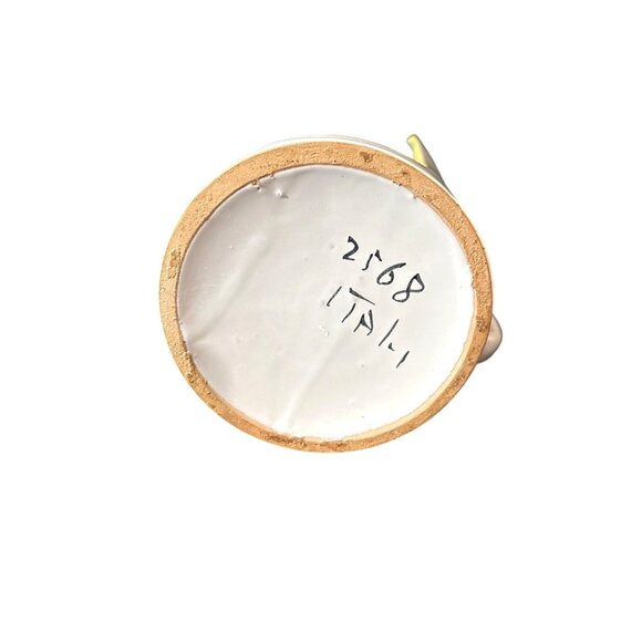 Hand-Painted Ceramic Candle Holder Scenic Church Trees Design White Olive Accent - Picture 7 of 7